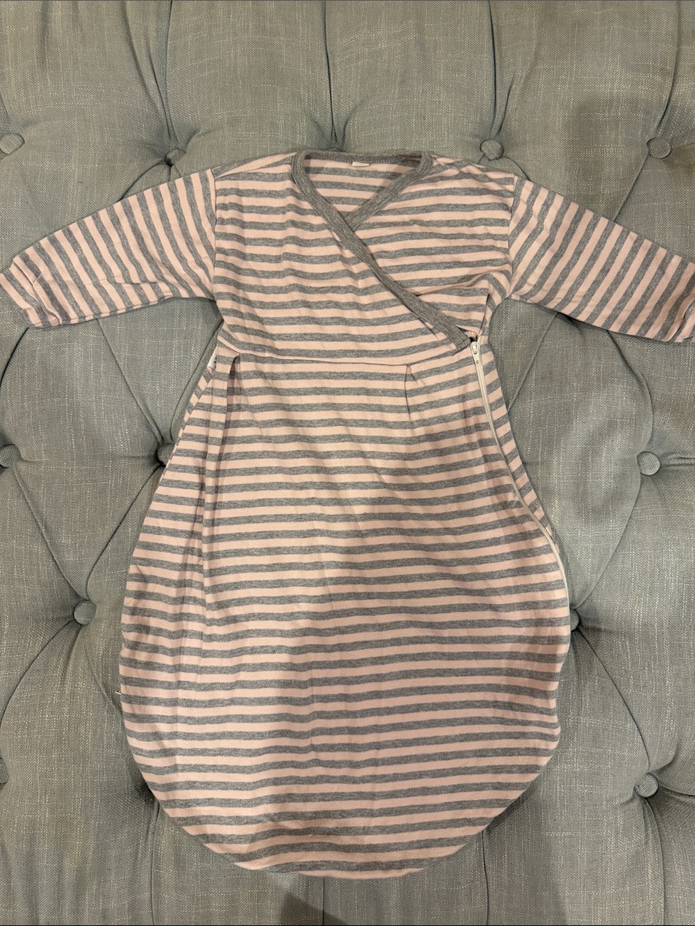 Gymboree Pink and Gray Striped Wrap-Front Sleep Sack